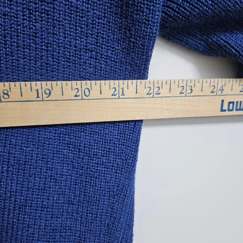 Lululemon Ribbed Long Wrap Cardigan Women 4 Blue‎ Merino Wool Blend Open Pocket
